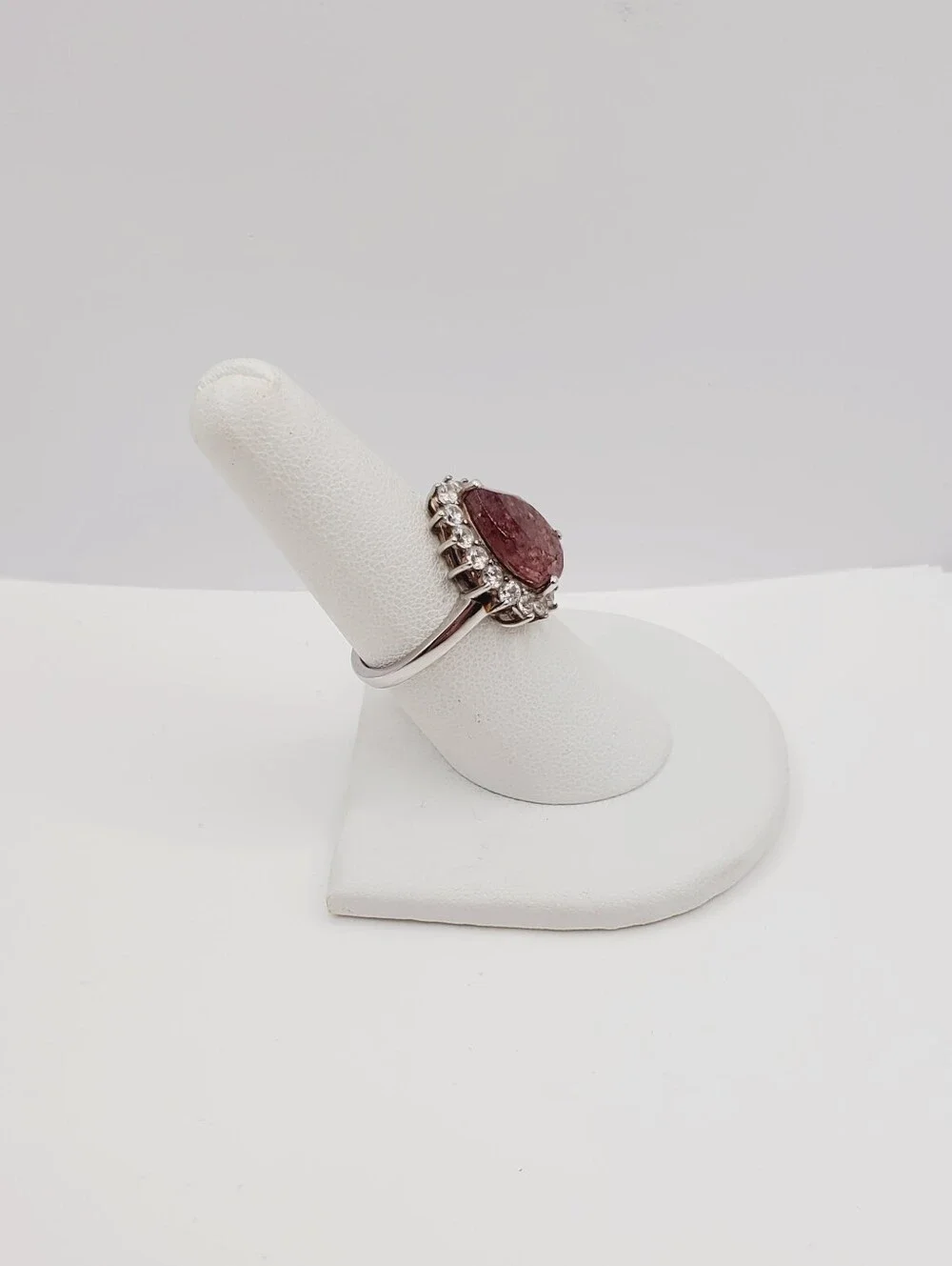 6 Carat Tanzanian Natronite & White Zircon Platinum - 925 Sterling Silver Ring